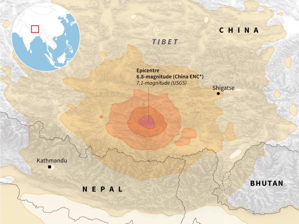 Потужний землетрус у Тибеті забрав життя понад 100 людей. ВІДЕО