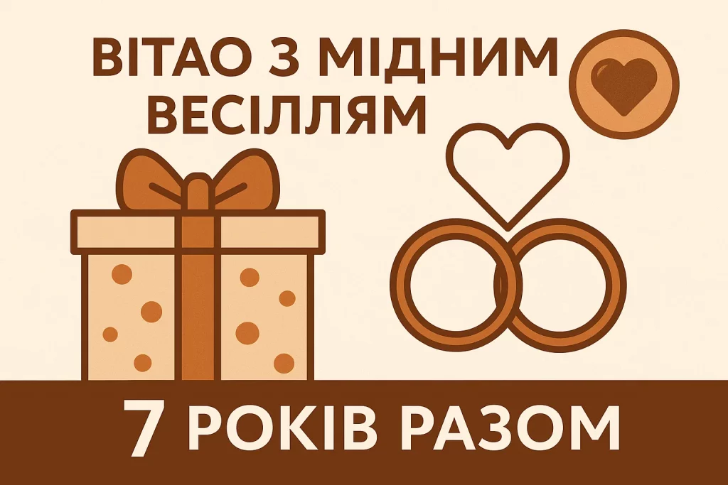 Картинки та красиві привітання на Мідне весілля 7 річницю подружнього життя
