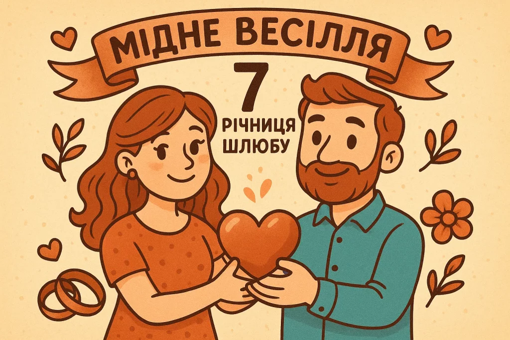 Картинки та красиві привітання на Мідне весілля 7 річницю подружнього життя