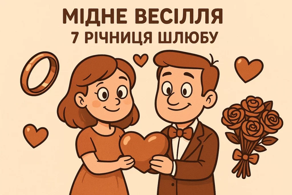 Картинки та красиві привітання на Мідне весілля 7 річницю подружнього життя
