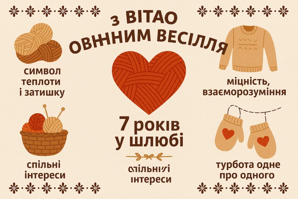 Картинки та красиві привітання на Мідне весілля 7 річницю подружнього життя