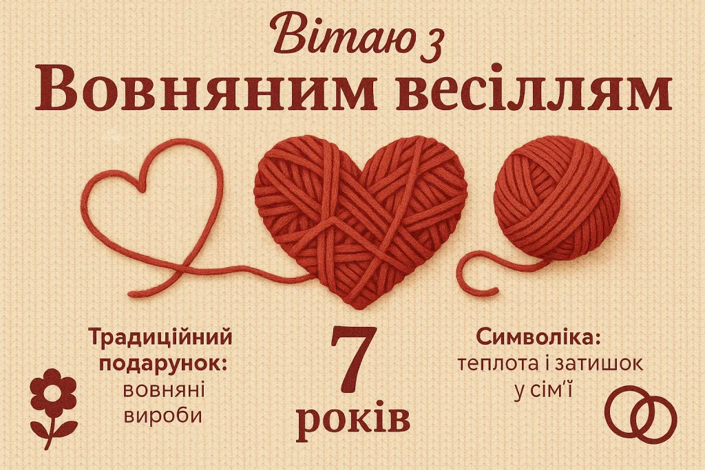 Картинки та красиві привітання на Мідне весілля 7 річницю подружнього життя