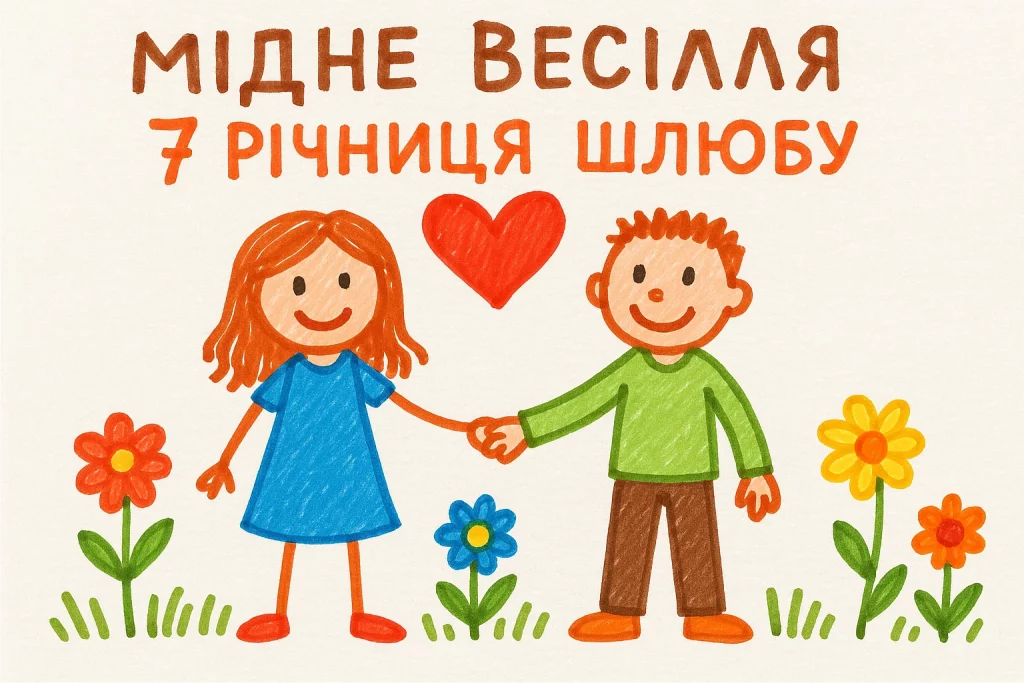 Картинки та красиві привітання на Мідне весілля 7 річницю подружнього життя
