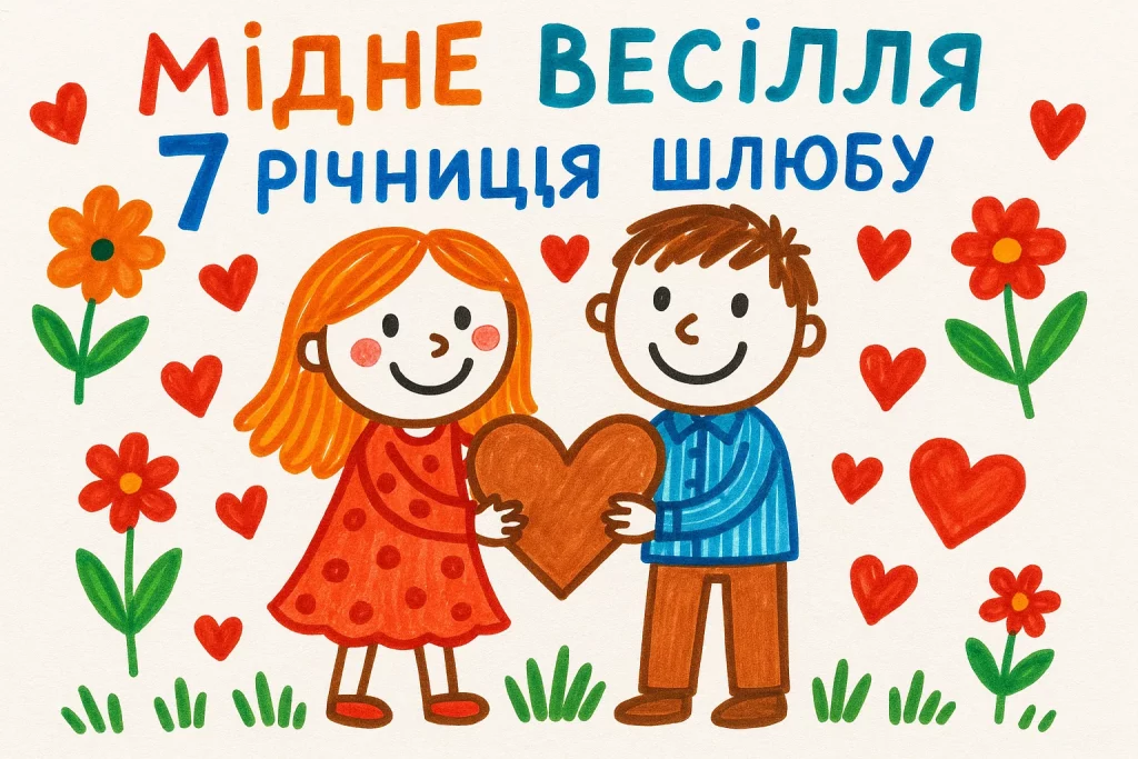 Картинки та красиві привітання на Мідне весілля 7 річницю подружнього життя