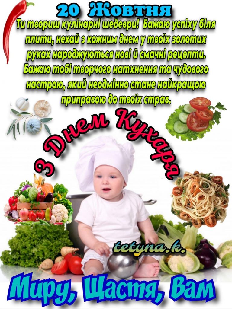 Міжнародний день кухаря та кулінара 2025: побажання, картинки, СМС та листівки