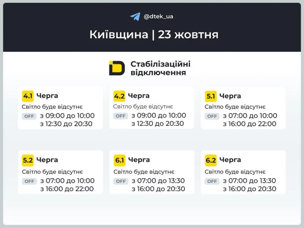 Графіки відключень світла 23 жовтня 2025 в Україні: де не буде електрики сьогодні?