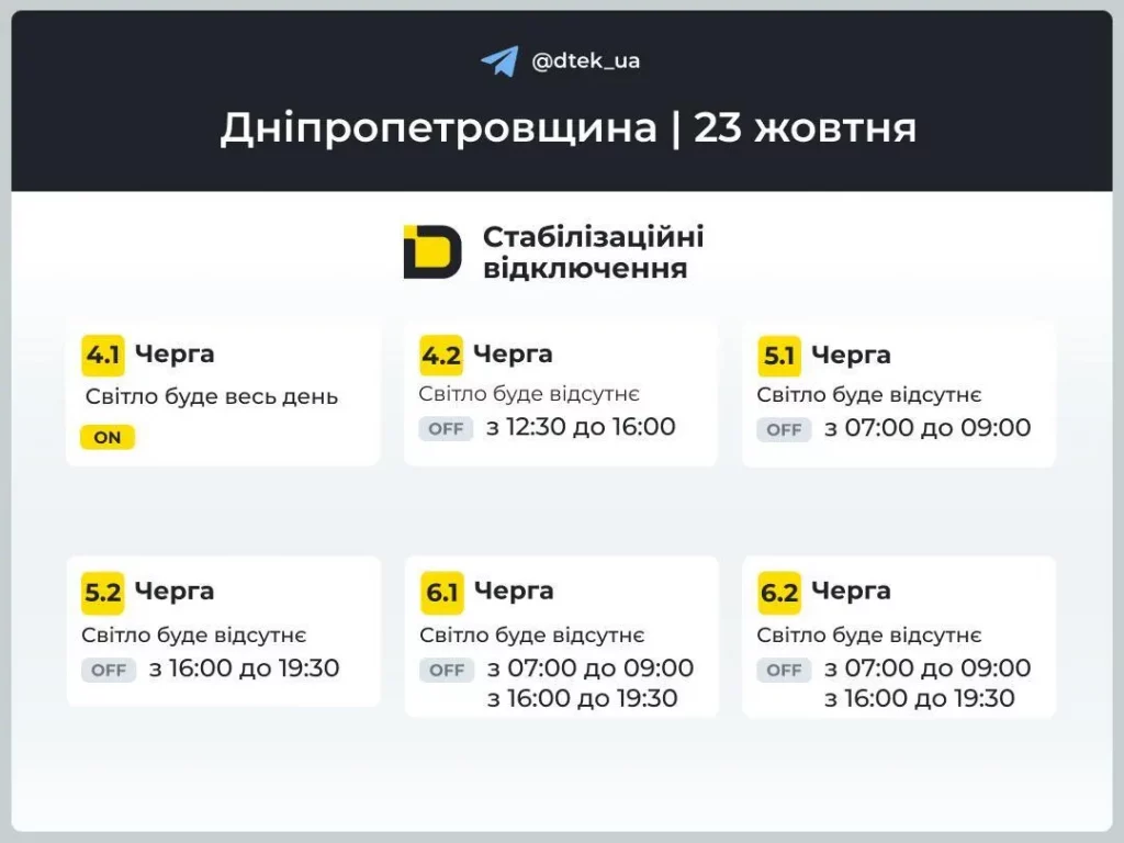 Графіки відключень світла 23 жовтня 2025 в Україні: де не буде електрики сьогодні?