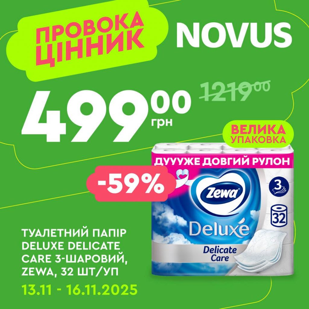 Шалені знижки в Novus 13-16 листопада: які популярні продукти можна купити зі знижкою 60%