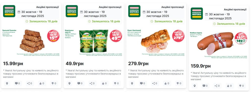 Ковбасна Мережа: акційні пропозиції 30 жовтня — 19 листопада 2025
