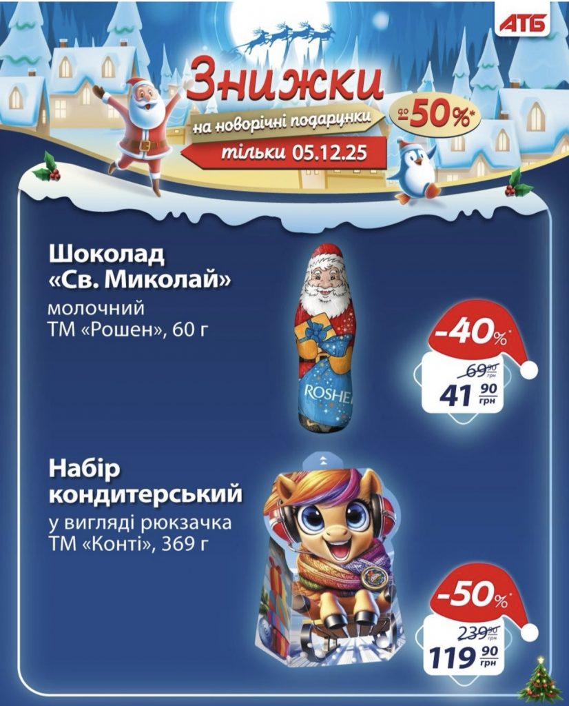 Товар дня в АТБ 4-5 грудня: що можна купити сьогодні зі знижкою 50%