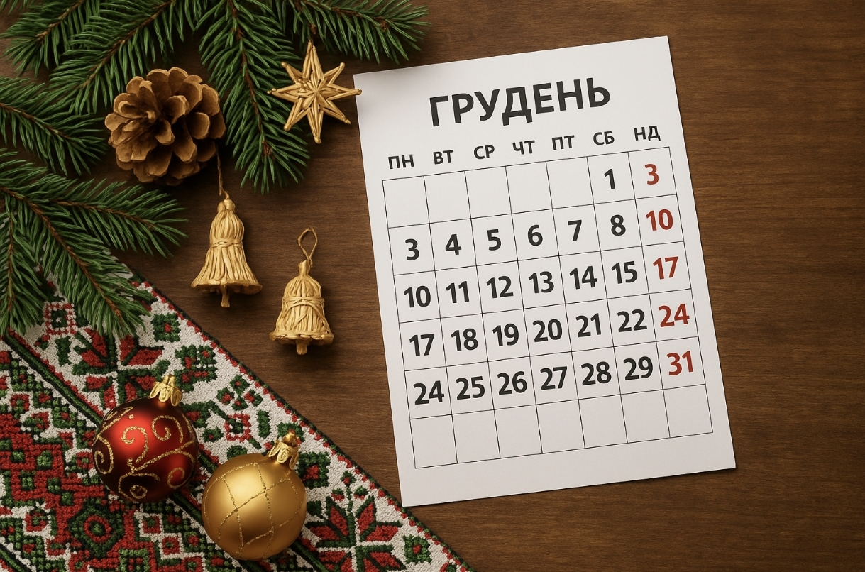 Скільки робочих та вихідних матимуть українці в грудні 2025 року