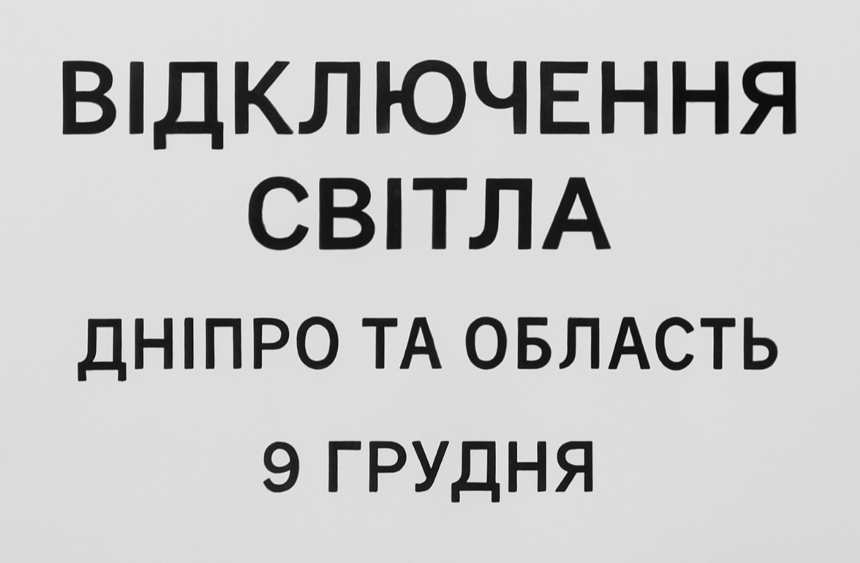 Графіки відключення світла Дніпро та область 9 грудня: актуальна інформація