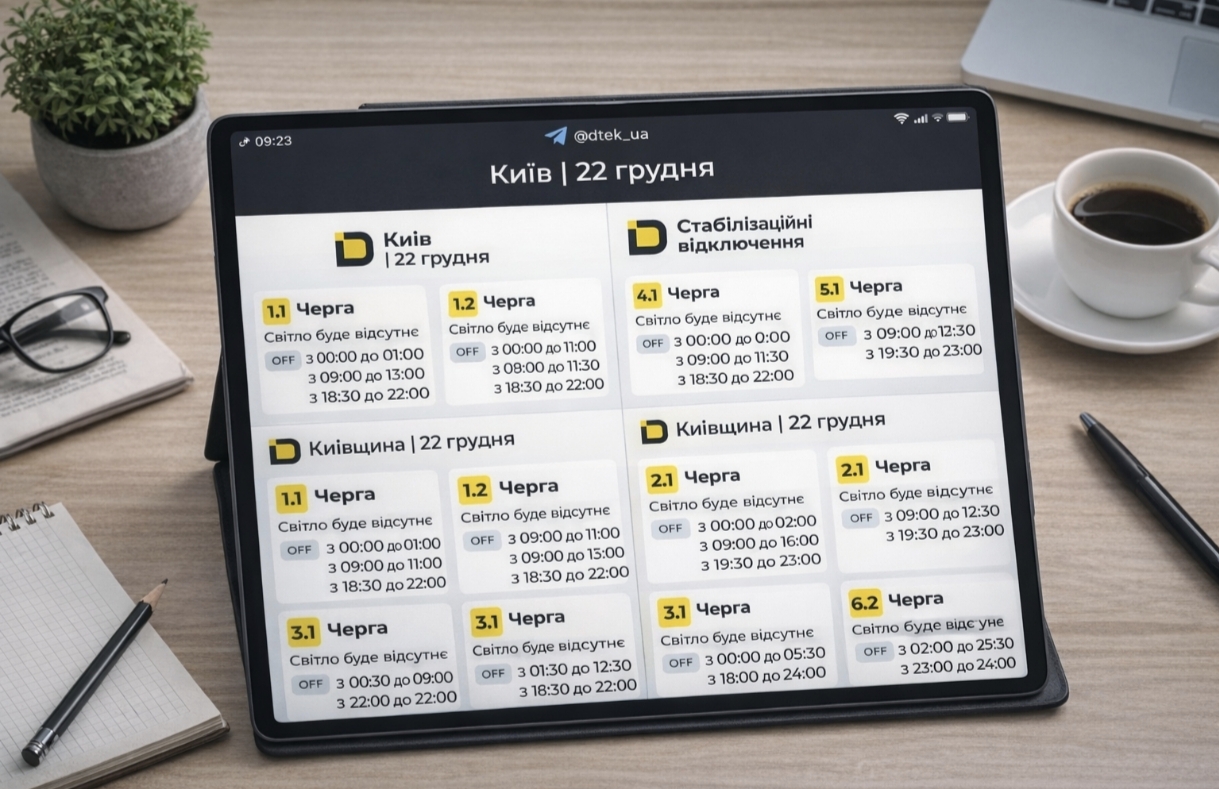 Графіки відключення світла Київ та область 22 грудня: актуальна інформація