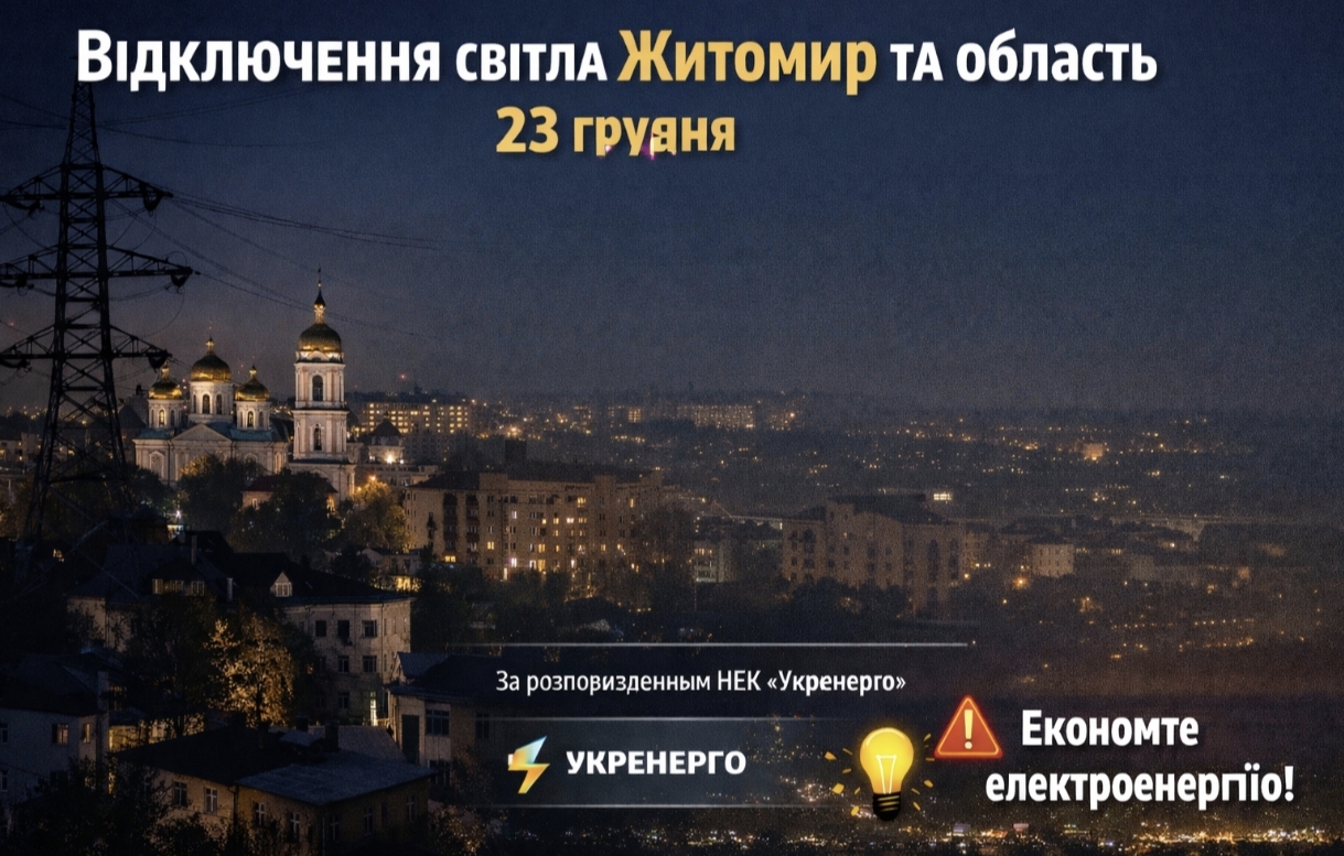 Графіки відключення світла Житомир та область 23 грудня: актуальна інформація