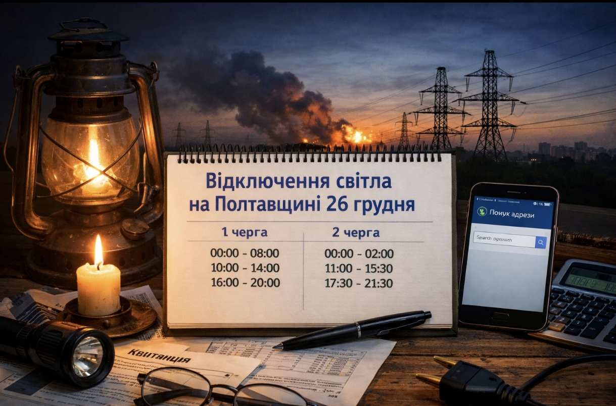 Графіки відключення світла Полтава та область 26 грудня: актуальна інформація