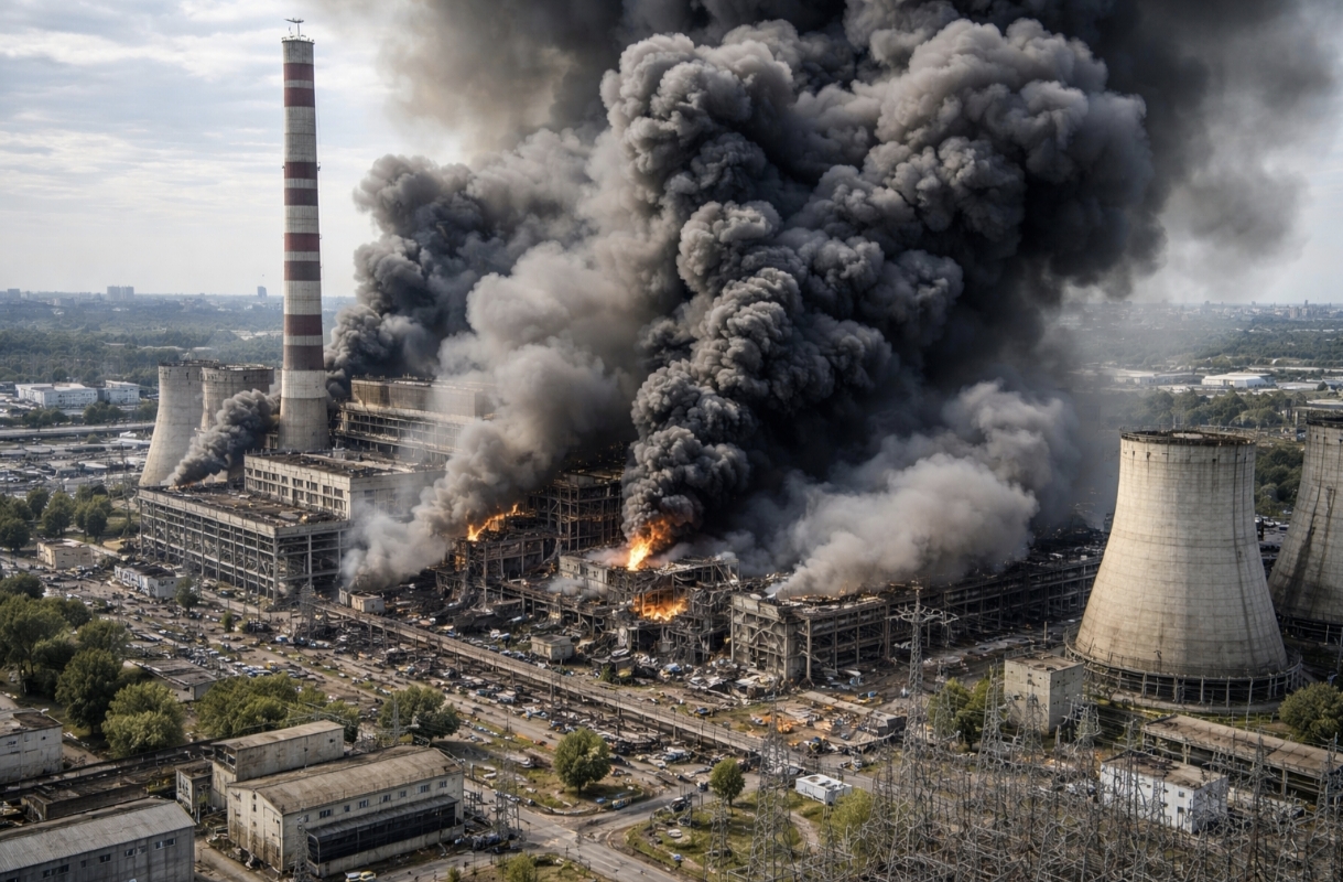 Як виглядає київська ТЕЦ-5 після комбінованого удару ракетами та БпЛА: відео