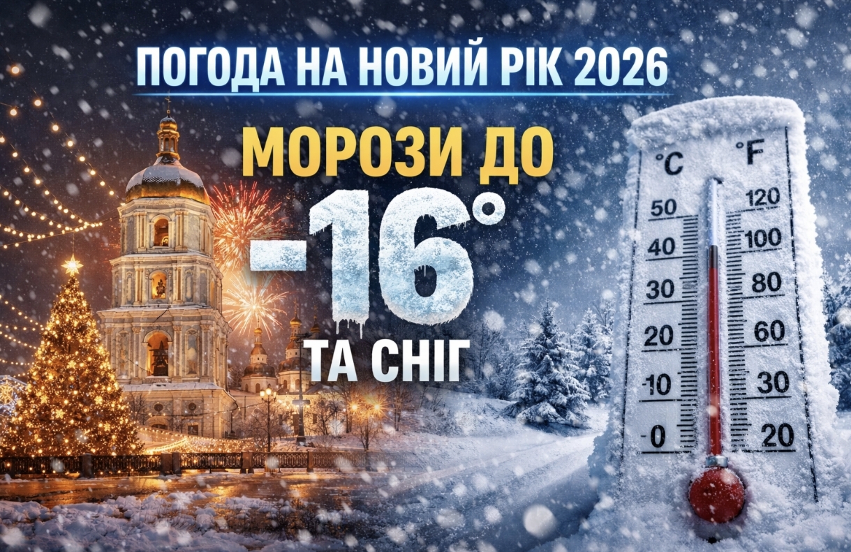 Погода на 31 грудня 2025 та 1 січня 2026: що обіцяють синоптики в новорічну ніч