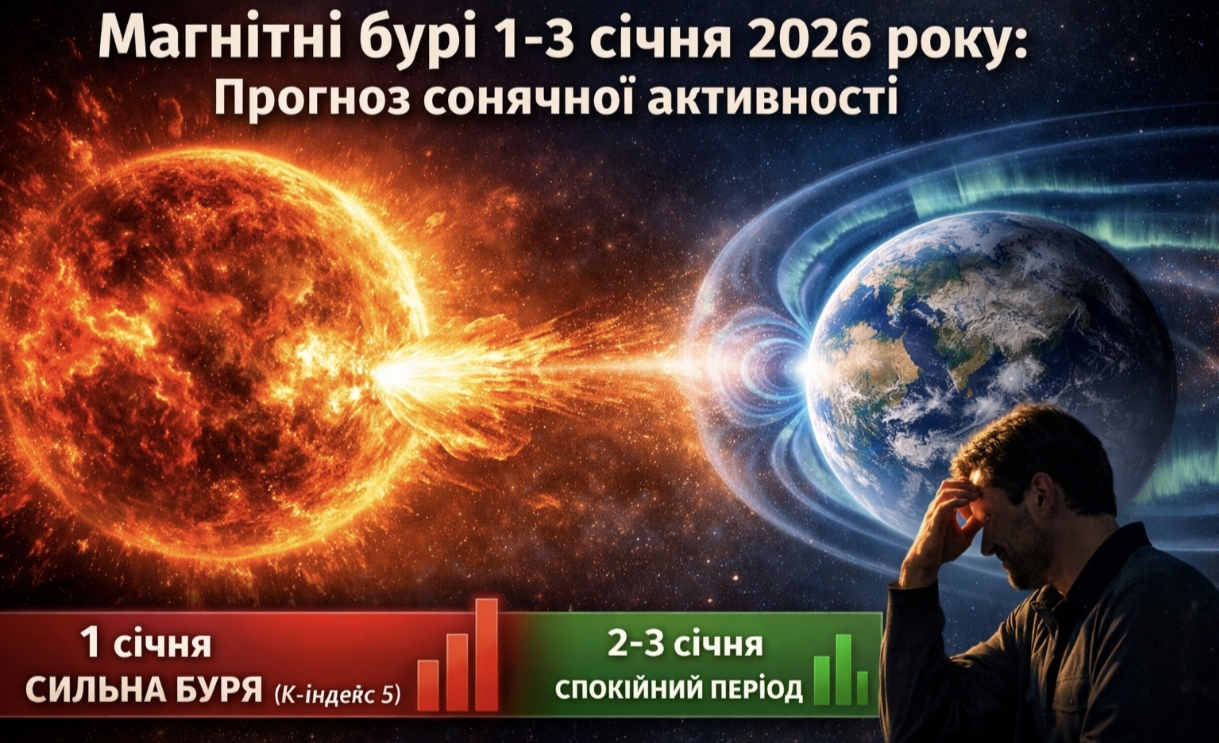 Магнітні бурі, прогноз на сьогодні: чого очікувати від сонячної активності 1-3 січня 2026 року