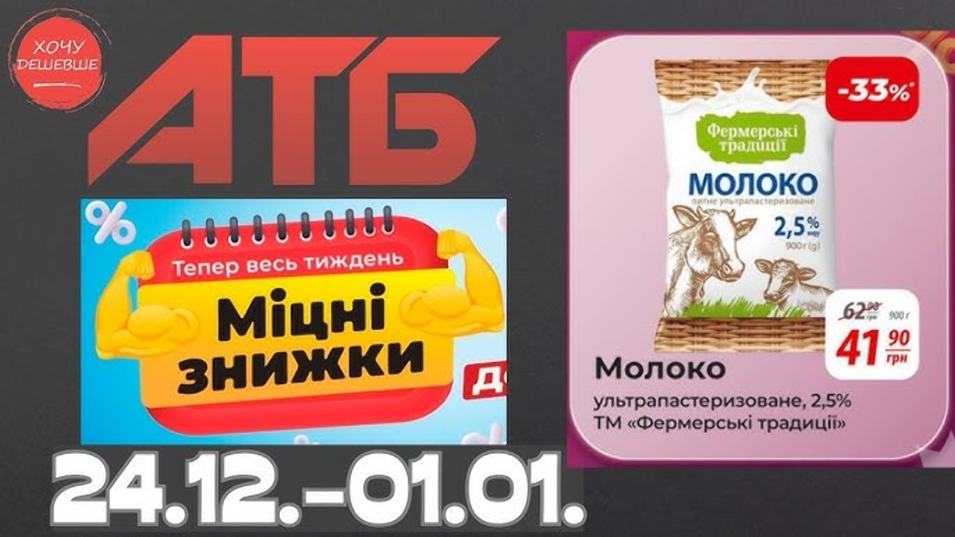 Товар тижня в АТБ 24 грудня-1 січня 2025-2026: що можна купити зі знижкою до 50%