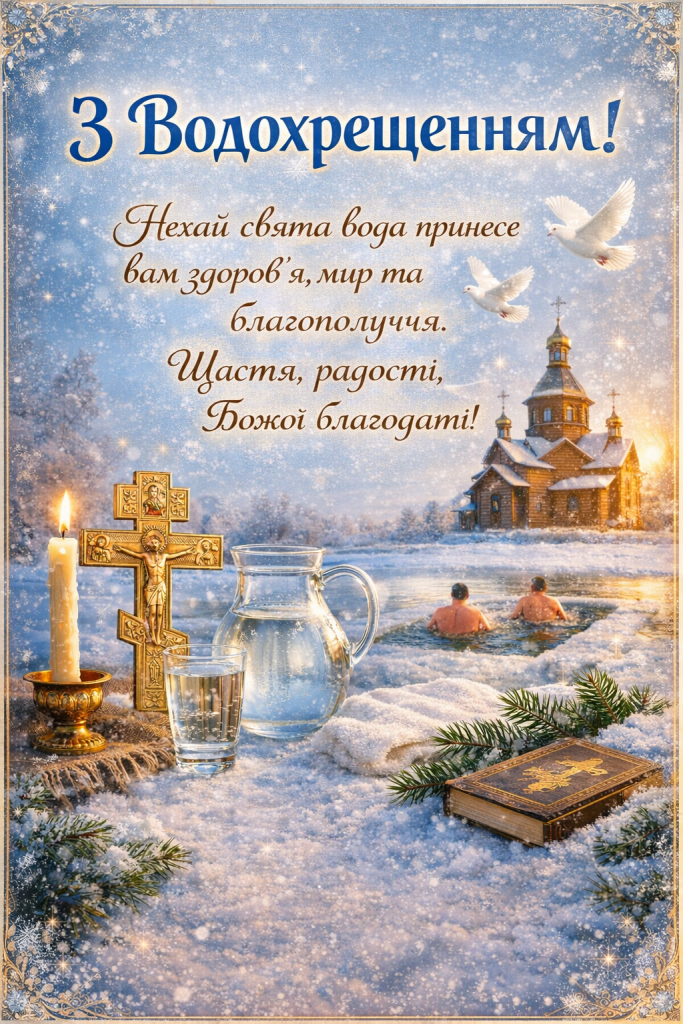 З Водохрещем 2026: душевні привітання прозою, СМС та картинки українською