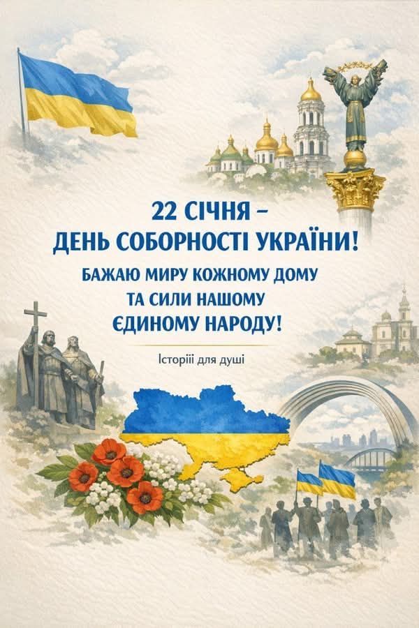 З Днем Соборності України 2026: привітання у прозі, смс, віршах та листівках