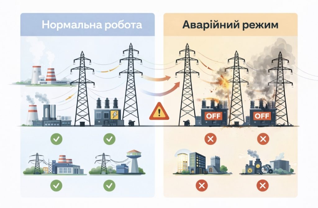 Що таке каскадне відключення в електроенергетичній мережі та чому весь Київ залишився без води, тепла та світла