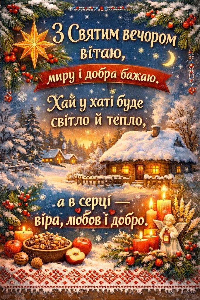 Різдвяний Святвечір 6 січня в Україні за старим стилем: картинки, СМС та побажання прозою