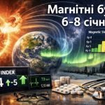 Магнітні бурі, прогноз на сьогодні: чого очікувати від сонячної активності 6-8 січня 2026 року