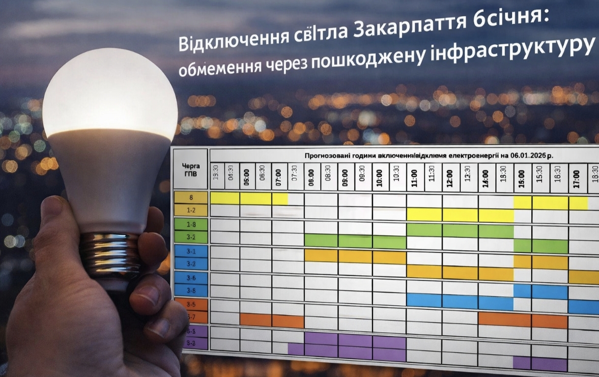 Графіки відключення світла Закарпаття 6 січня: актуальна інформація