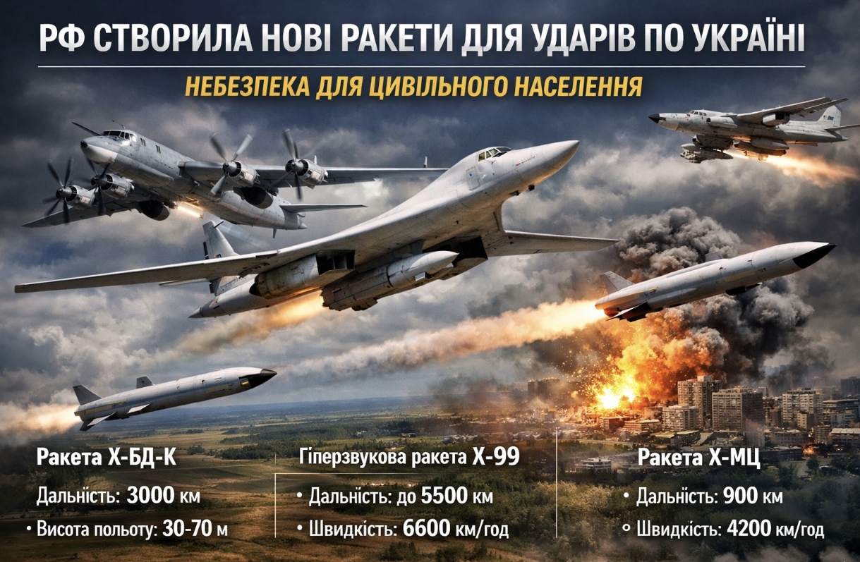 Що відомо про нові ракети Х-БД-К, Х-МЦ, Х-99 та чому вони небезпечні для цивільного населення України