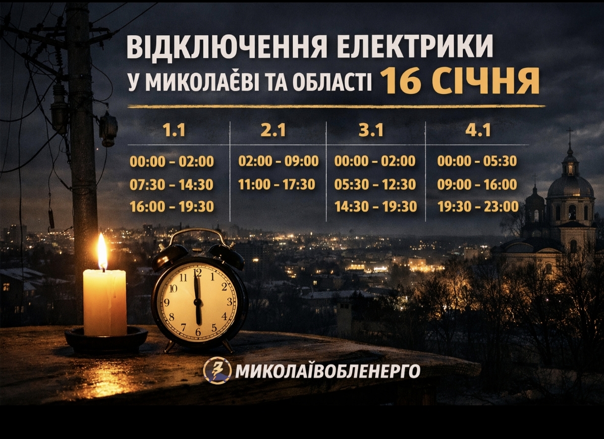 Графіки відключення світла Миколаїв та область 16 січня: актуальна інформація