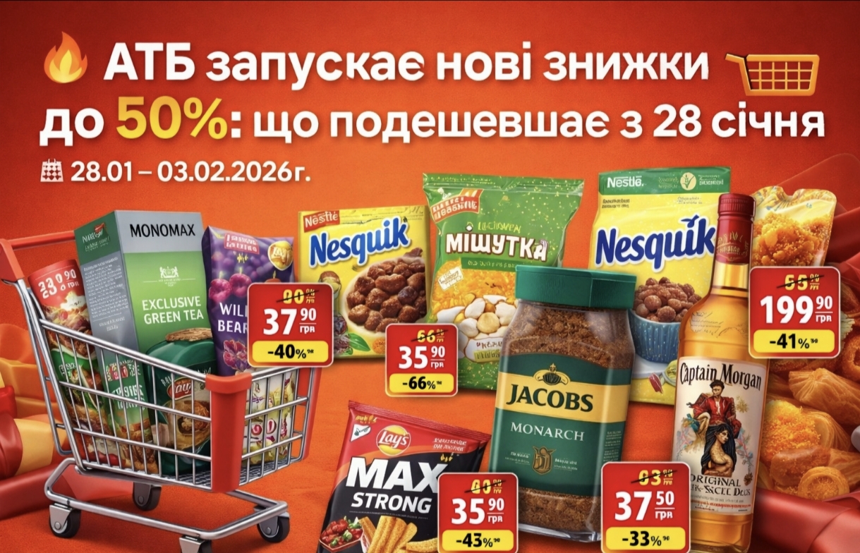 АТБ запускає нові знижки до 50%: що подешевшає з 28 січня