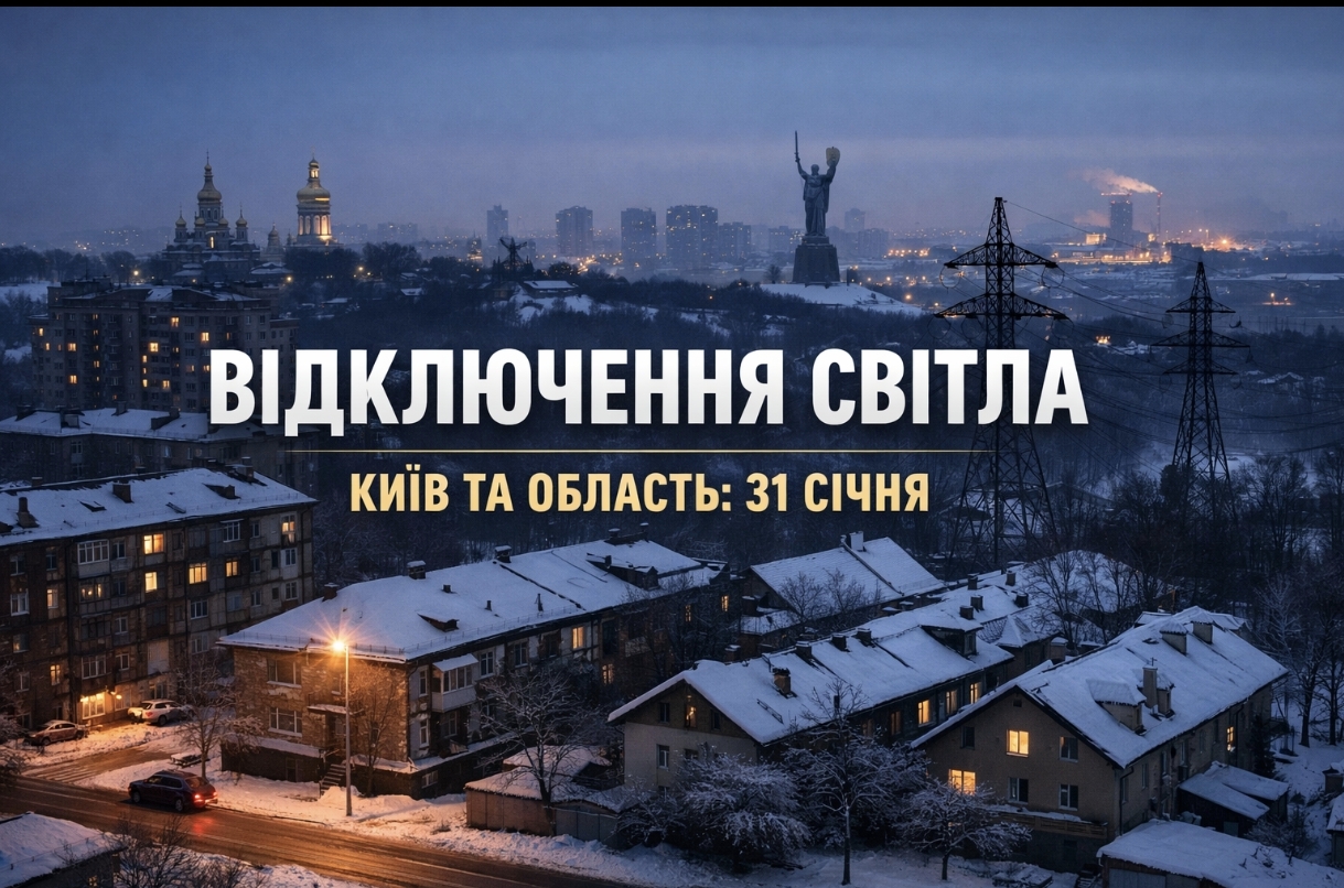 Де та коли не буде світла у Києві та області 31 січня
