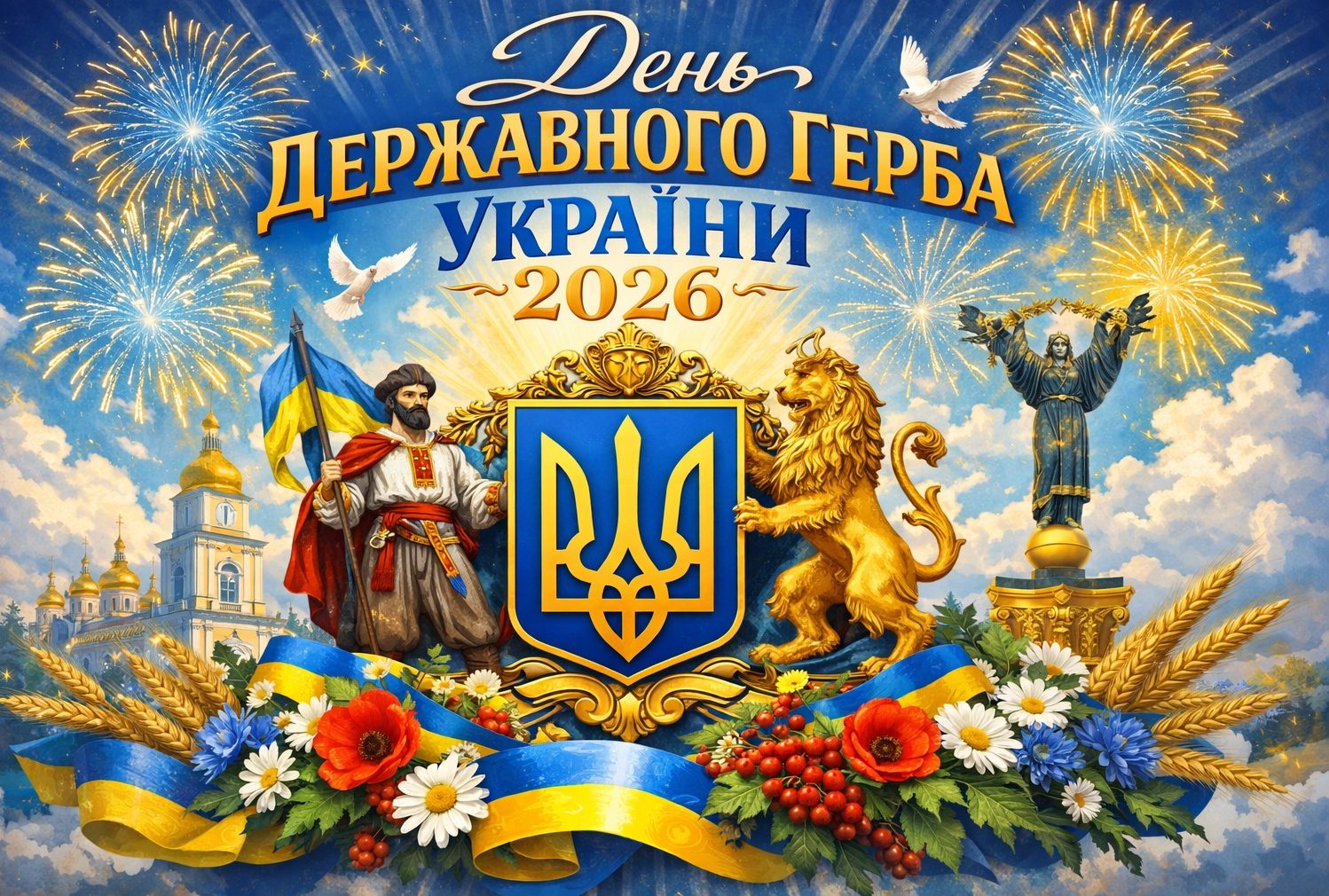 День Державного герба України 19 лютого 2026: побажання прозою, картинки та СМС
