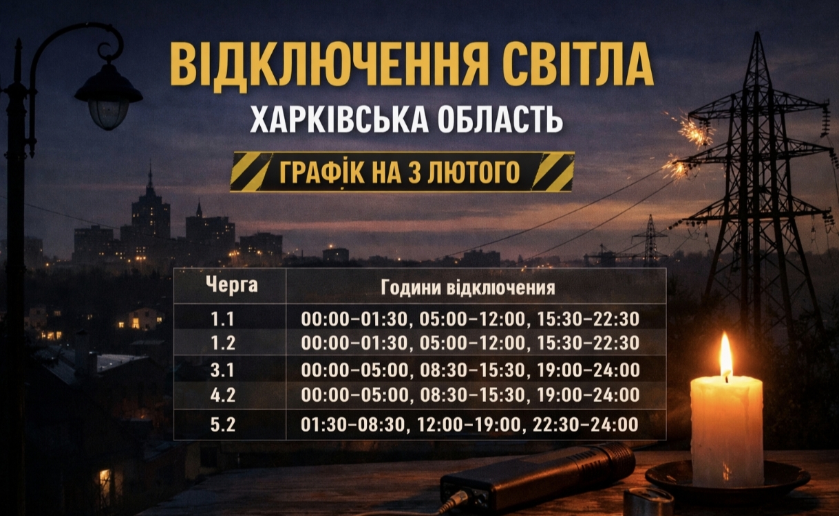 Графіки відключення світла Харків та область 3 лютого — наактуальна інформація