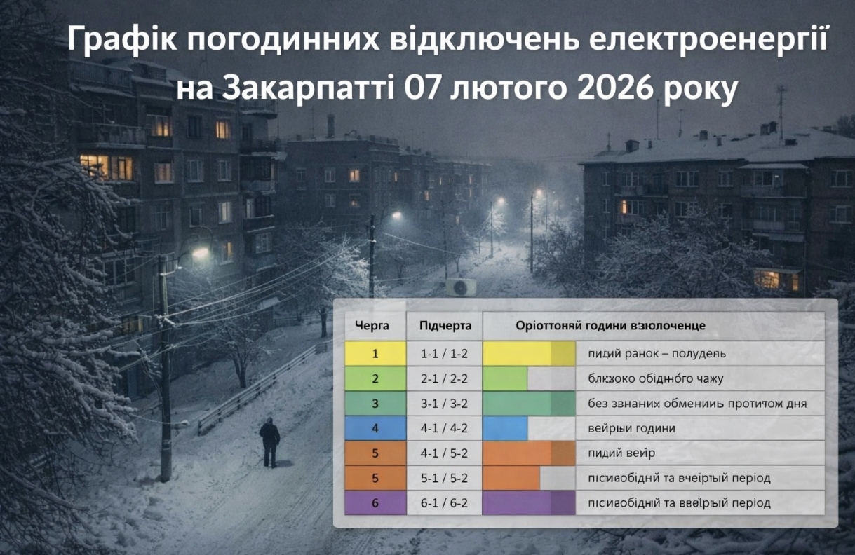 Графіки відключення світла Закарпаття 7 лютого: актуальна інформація