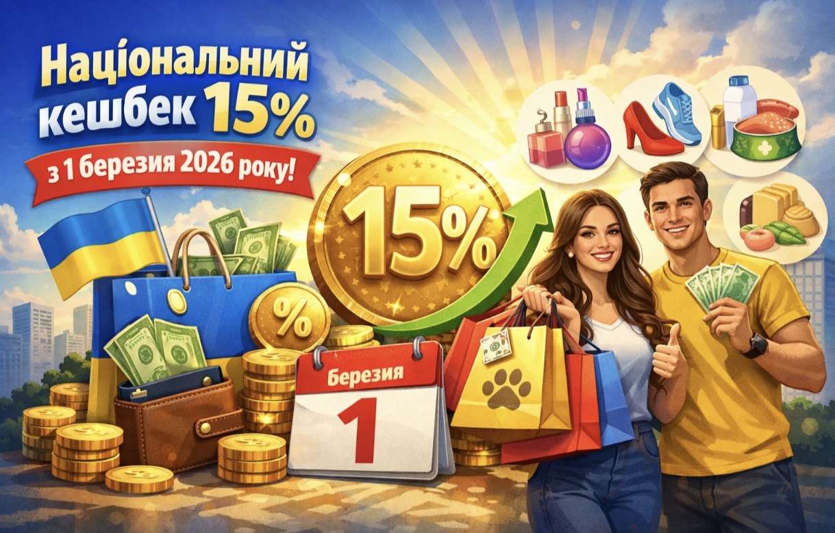 Національний кешбек 15% з 1 березня 2026 року: хто отримає підвищене повернення за українські товари та які категорії підпадають під нові правила