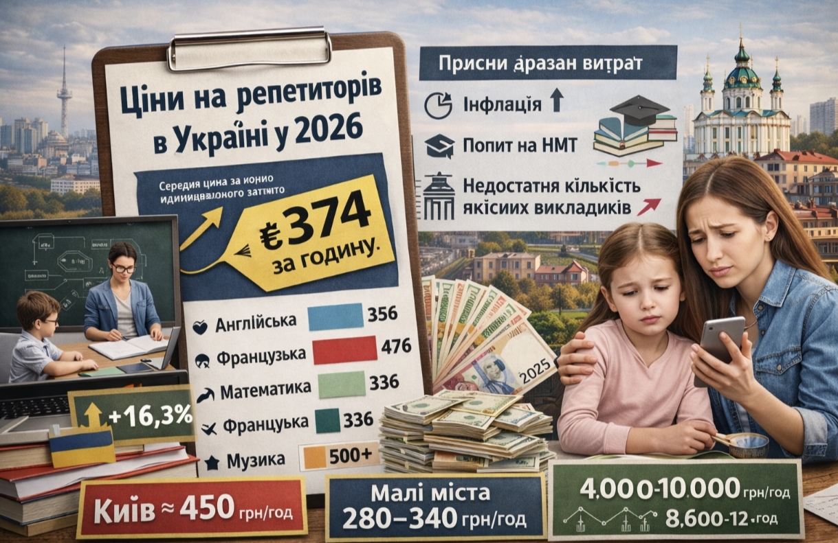 Скільки коштує година з репетитором у 2026 році: ціни в Києві, Львові та інших містах України