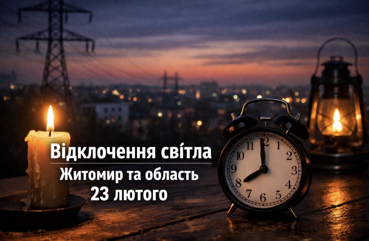 Коли не буде світла у Житомирі та області 23 лютого 2026: графіки відключень