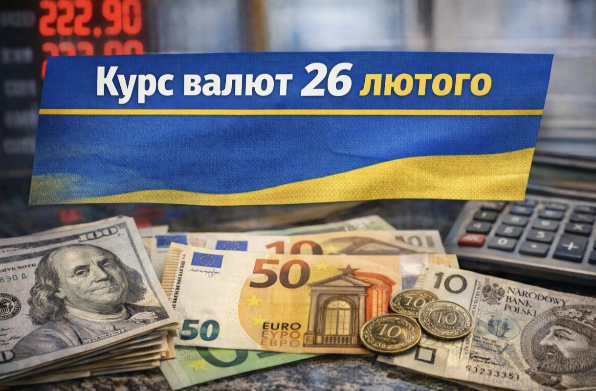 Курс валют на 26.02.2026 — скільки коштують долар, євро і злотий