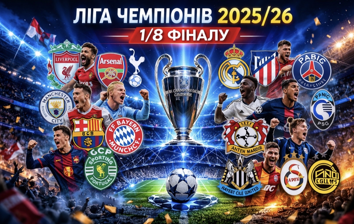 Ліга чемпіонів 2025/26: всі учасники 1/8 фіналу, результати стикових матчів плейоф та дата жеребкування