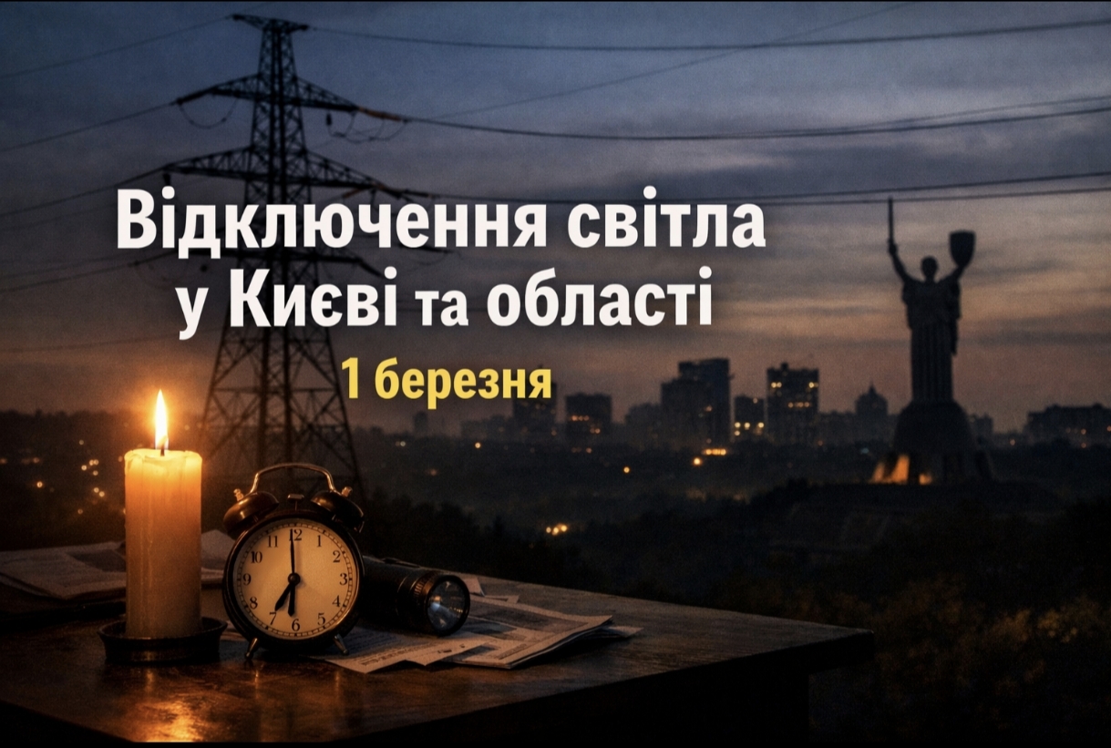Коли не буде світла у Києві та області 1 березня 2026: графіки відключень