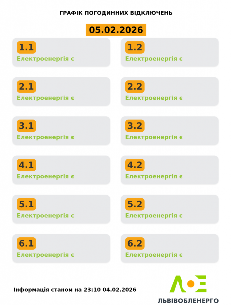 Графік відключень світла Львів 5 лютого 2026: де не буде електроенергії сьогодні