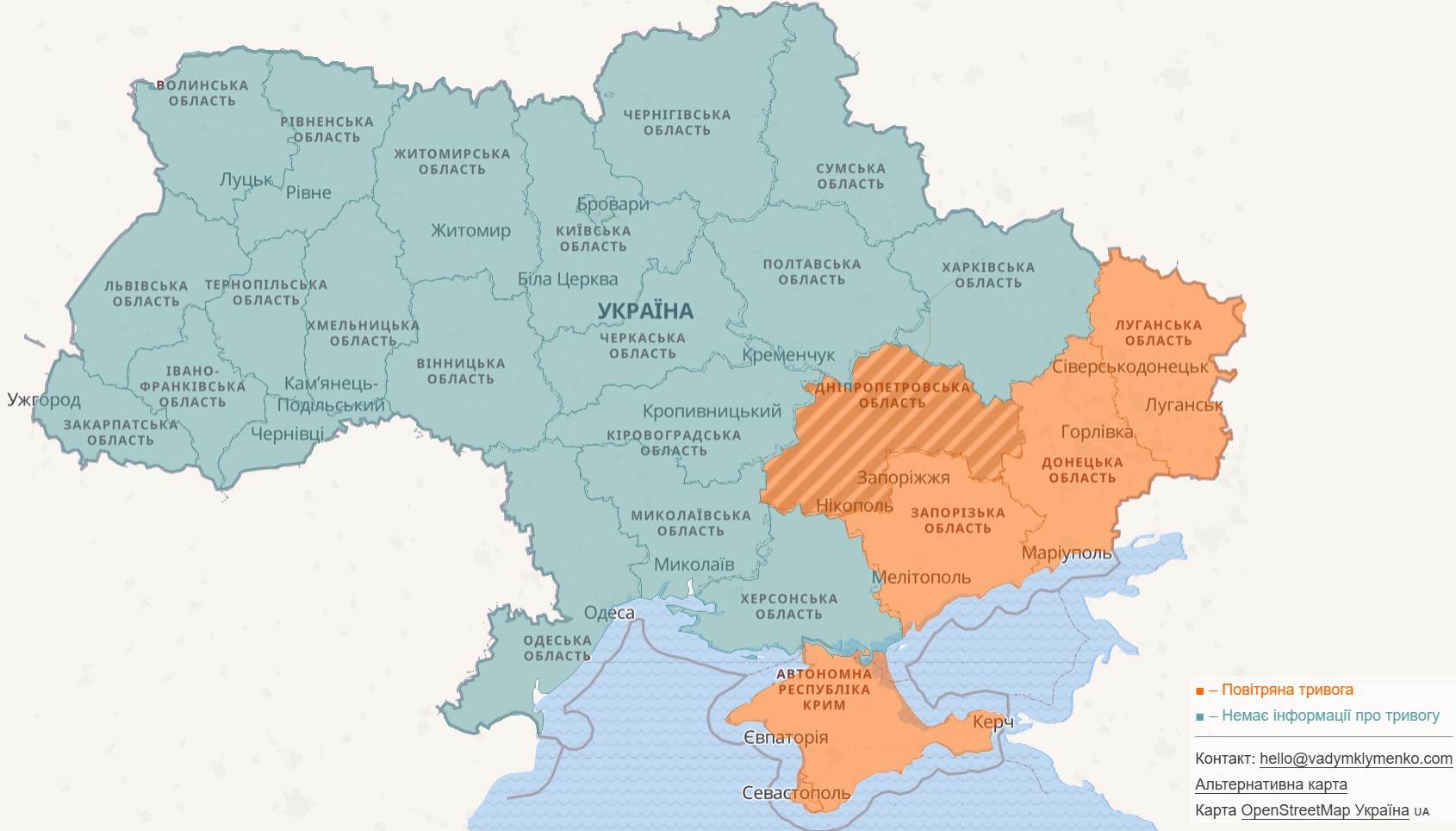 Повітряна тривога в Україні 26 лютого 2026: онлайн-карта сирен у режимі реального часу