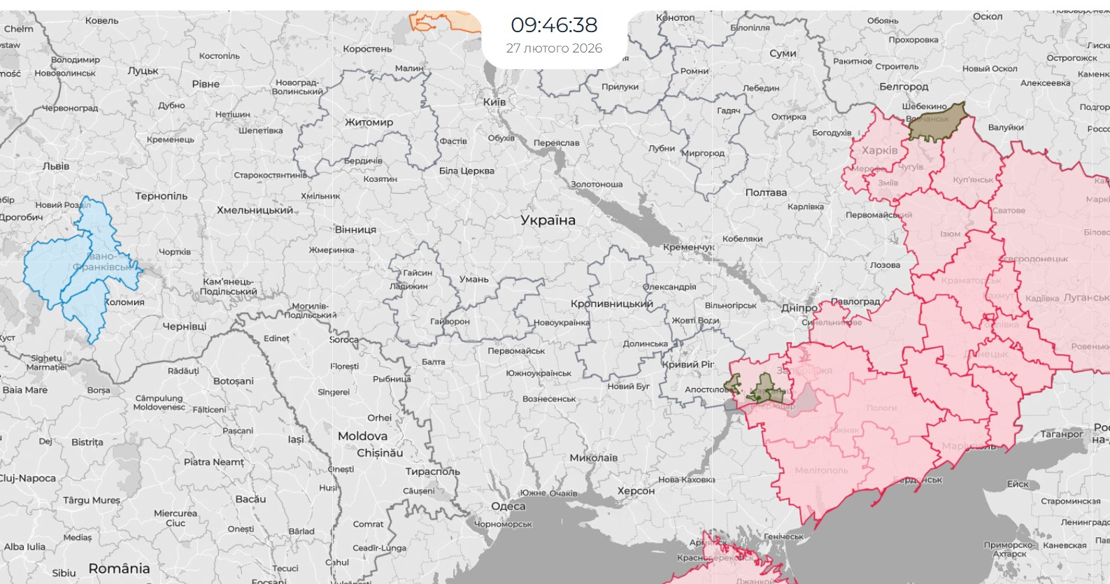 Повітряна тривога в Україні 27 лютого 2026: онлайн-карта сирен у режимі реального часу