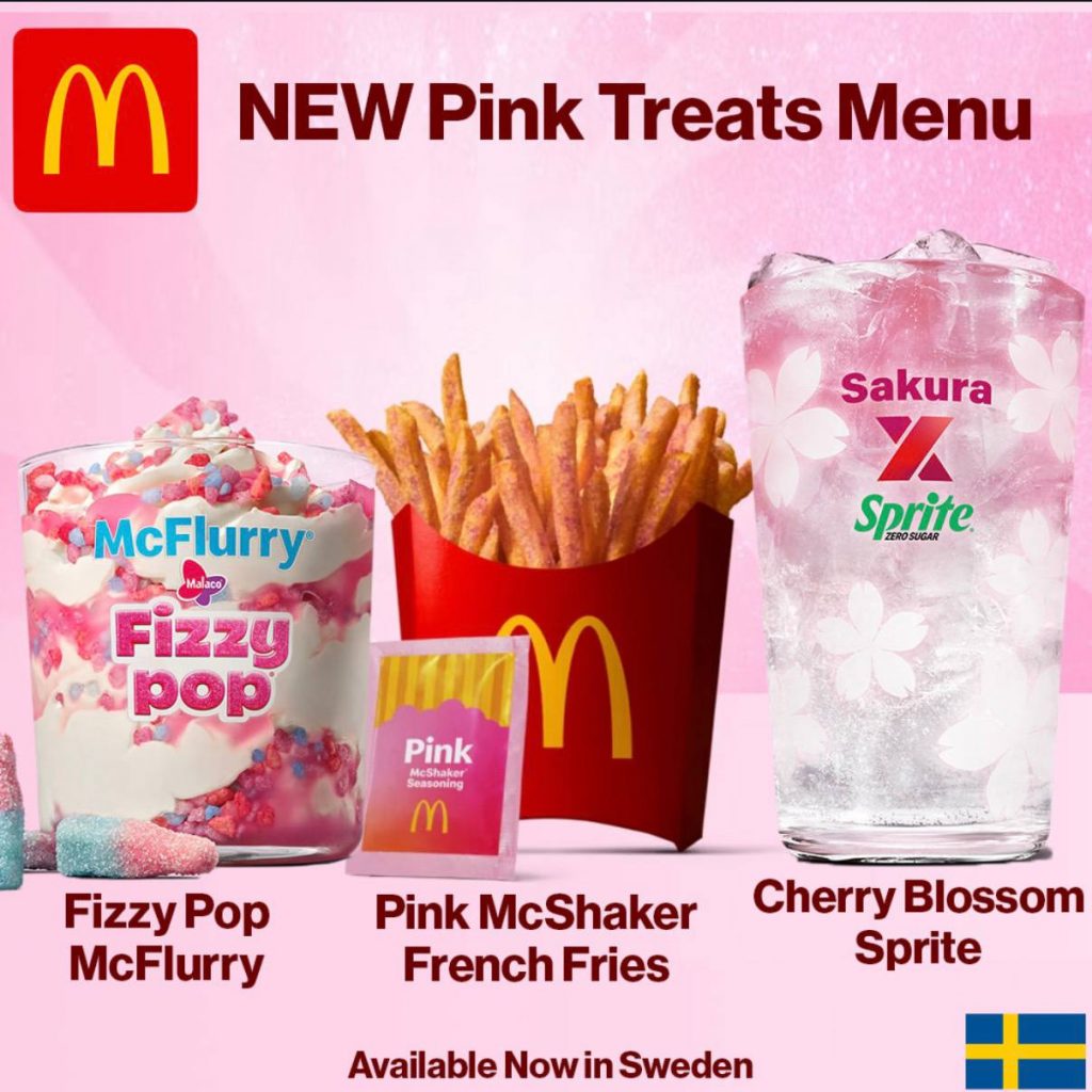 McDonald’s запустив рожеве меню Pink Treats: McFlurry з кислими мармеладками, рожеві фрі та Sakura Sprite — чи з’являться новинки в Україні