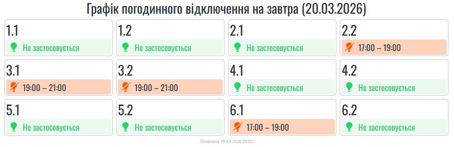 Графік відключень світла Прикарпаття та Івано-Франківськ 20 березня 2026: де не буде електроенергії сьогодні