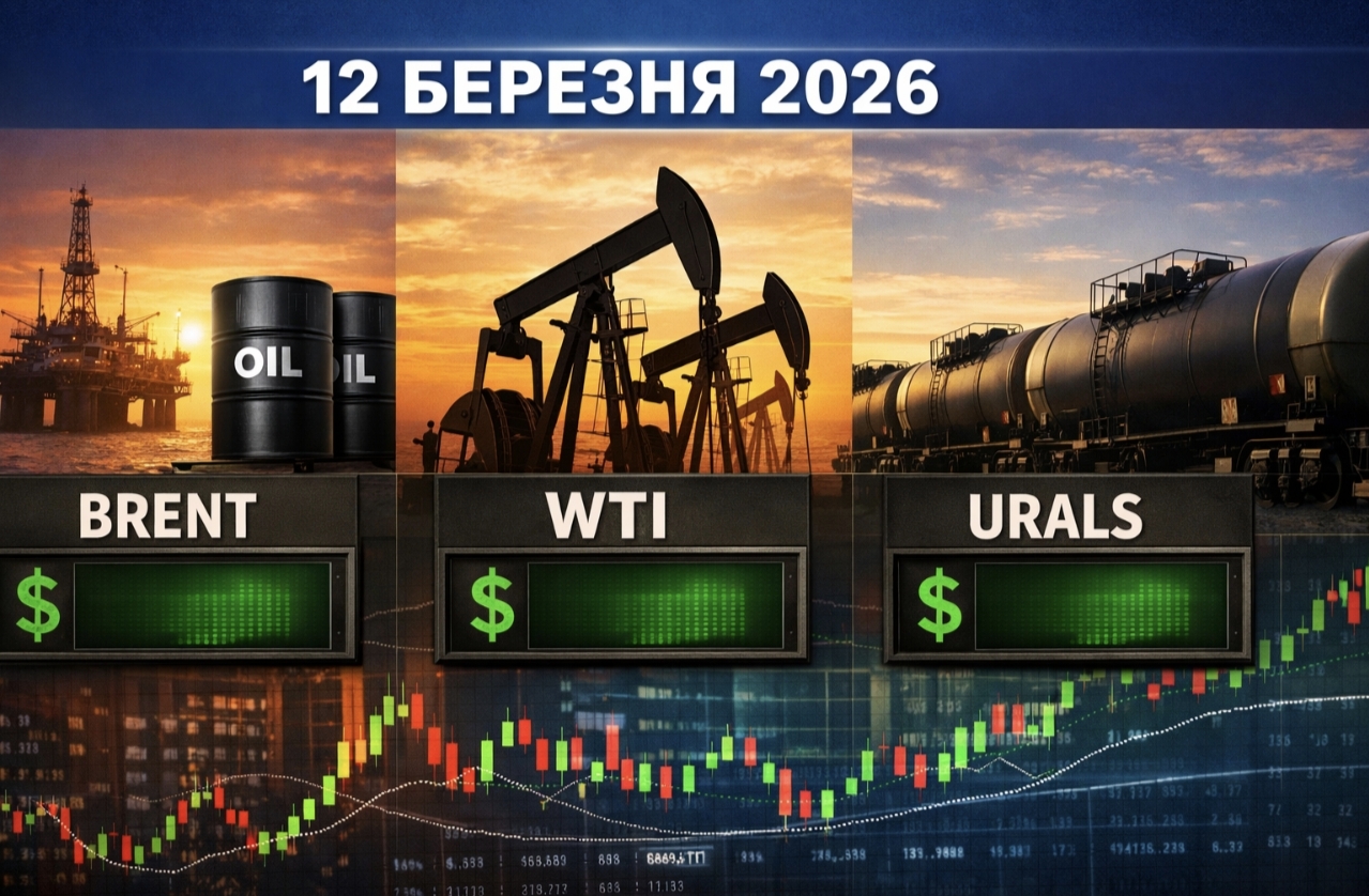 Ціни на нафту 12 березня 2026 року — скільки коштує Brent, WTI та Urals сьогодні