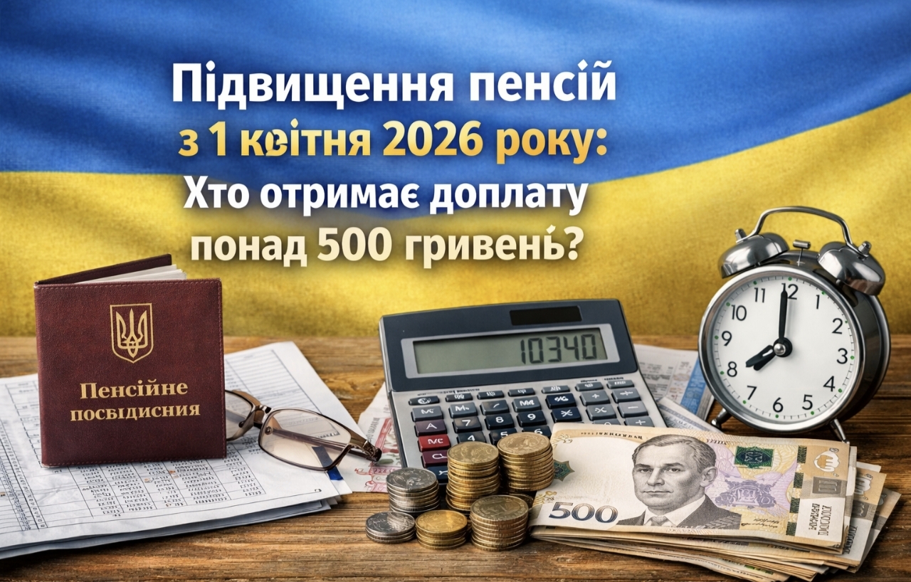 Кому підвищать пенсії з 1 квітня 2026 року в Україні: хто отримає доплату понад 500 гривень і як вона нараховується