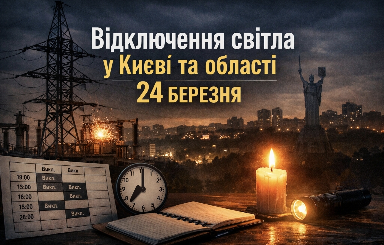 Графік відключень світла Київ та область 24 березня 2026: де не буде електроенергії сьогодні
